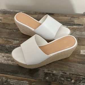 White wedge platform sandal